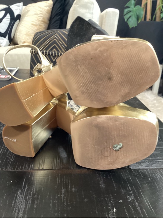 Nine West Metallic Gold Knot Front Slingback Heels